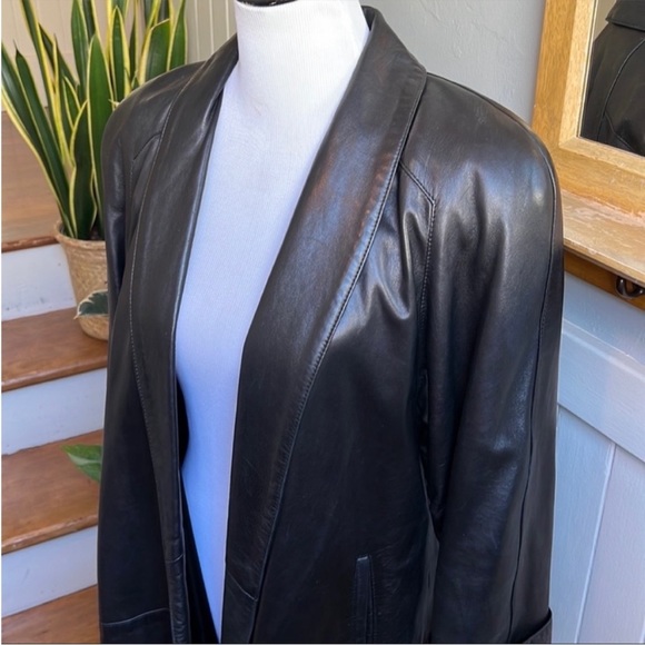 Maxima for Neiman Marcus Lambs Leather Coat in Black - Picture 12 of 16